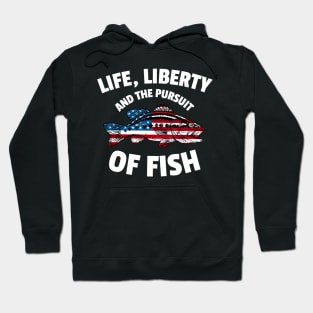 4th of July Fishing American Flag Pursuit of Fish Hoodie